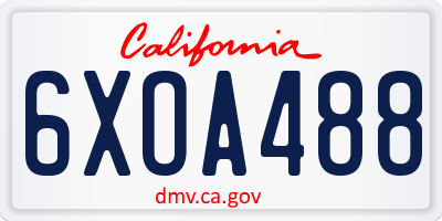 CA license plate 6XOA488