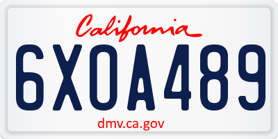 CA license plate 6XOA489