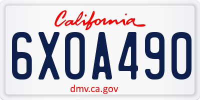 CA license plate 6XOA490