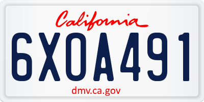 CA license plate 6XOA491