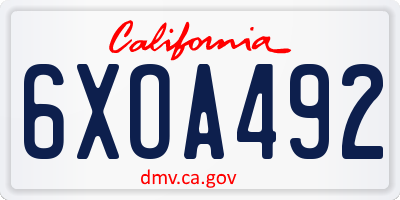 CA license plate 6XOA492