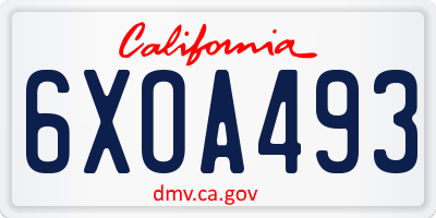 CA license plate 6XOA493