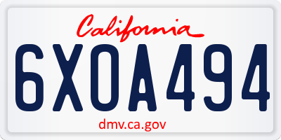 CA license plate 6XOA494