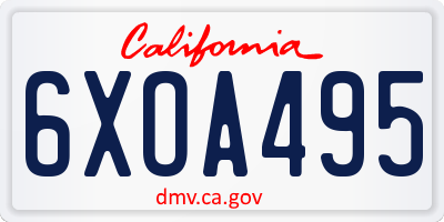 CA license plate 6XOA495