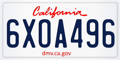 CA license plate 6XOA496