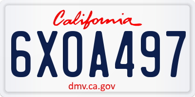 CA license plate 6XOA497