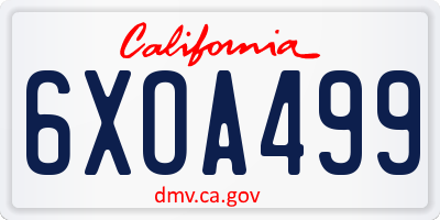 CA license plate 6XOA499