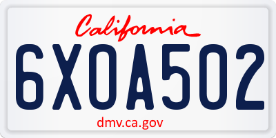 CA license plate 6XOA502