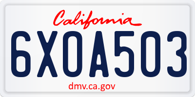 CA license plate 6XOA503