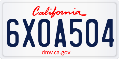 CA license plate 6XOA504