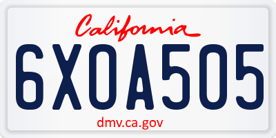 CA license plate 6XOA505