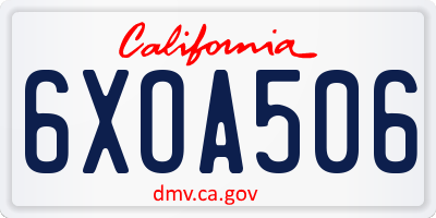 CA license plate 6XOA506