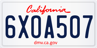 CA license plate 6XOA507