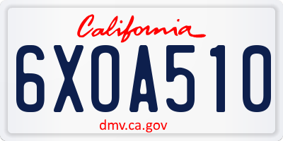 CA license plate 6XOA510