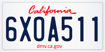 CA license plate 6XOA511