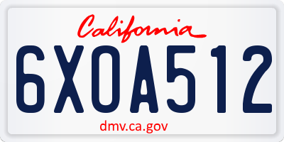 CA license plate 6XOA512