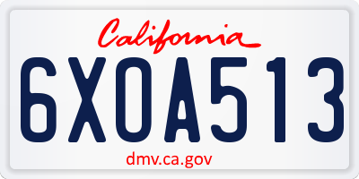CA license plate 6XOA513