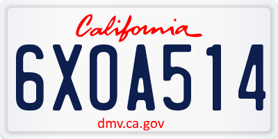 CA license plate 6XOA514