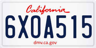 CA license plate 6XOA515