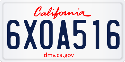 CA license plate 6XOA516