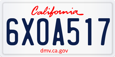 CA license plate 6XOA517