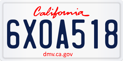 CA license plate 6XOA518