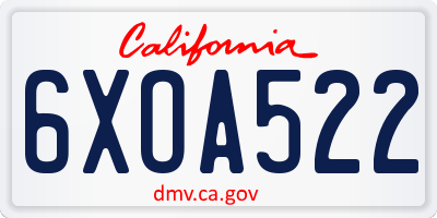 CA license plate 6XOA522