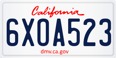 CA license plate 6XOA523