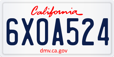 CA license plate 6XOA524