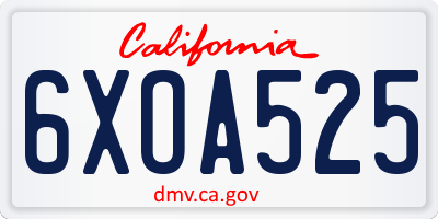 CA license plate 6XOA525