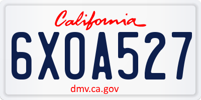 CA license plate 6XOA527
