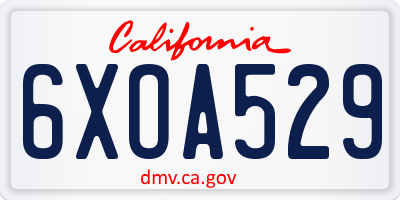 CA license plate 6XOA529