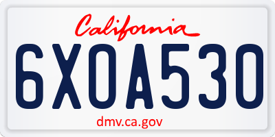 CA license plate 6XOA530