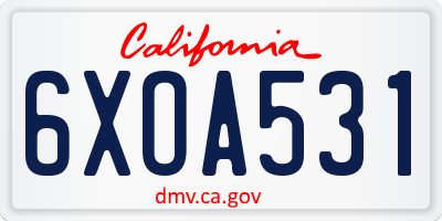 CA license plate 6XOA531