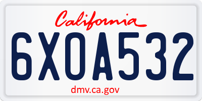 CA license plate 6XOA532