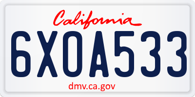 CA license plate 6XOA533
