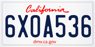 CA license plate 6XOA536