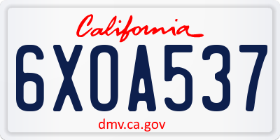 CA license plate 6XOA537