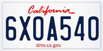 CA license plate 6XOA540