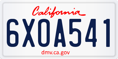CA license plate 6XOA541