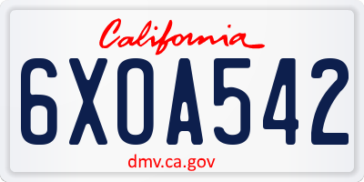 CA license plate 6XOA542