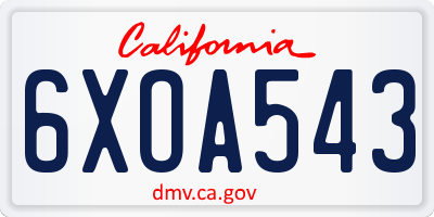CA license plate 6XOA543