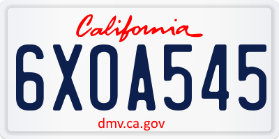 CA license plate 6XOA545