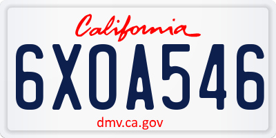 CA license plate 6XOA546