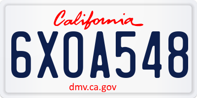 CA license plate 6XOA548