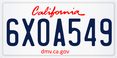 CA license plate 6XOA549