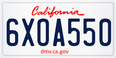 CA license plate 6XOA550