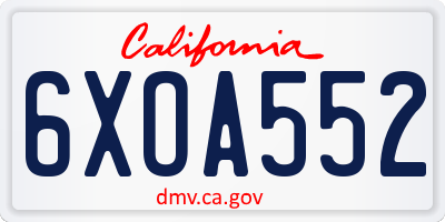 CA license plate 6XOA552