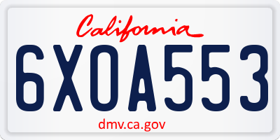 CA license plate 6XOA553