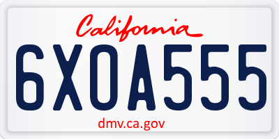 CA license plate 6XOA555